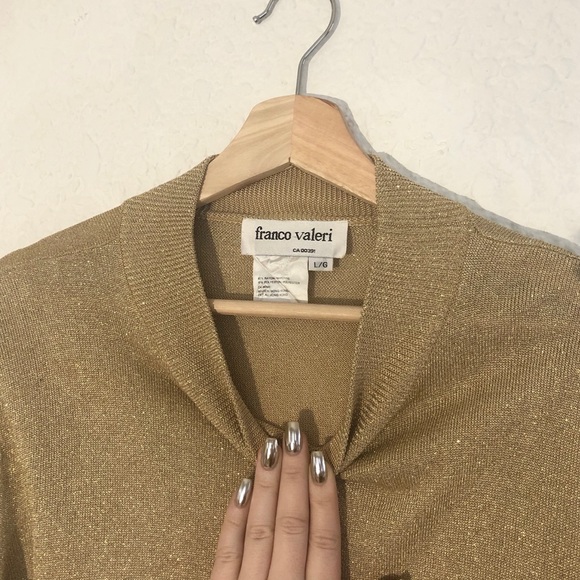 VINTAGE FRANCO VALERI GOLD SPARKLE MOCK NECK - Picture 3 of 4